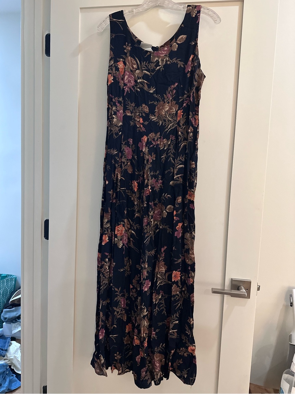 Laura Ashley Vintage Black Floral Sleeveless Maxi Dress